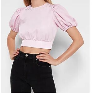 🆕 Express Crew Neck Puff Sleeve Tie Back Top